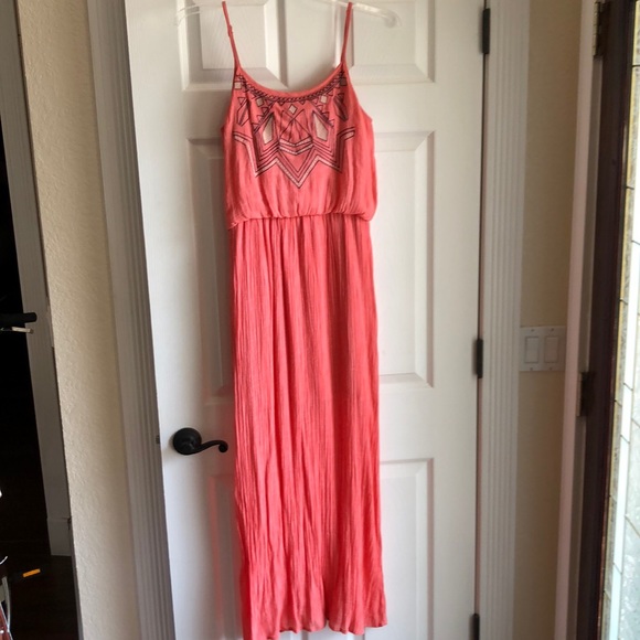 salmon maxi dress
